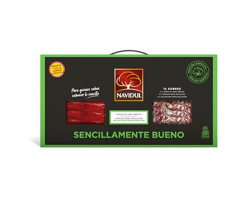 Navidul Maletín de Jamón de Cebo Ibérico 4x75g, Chorizo Gran selección 4x75g y Salchichón Gran...