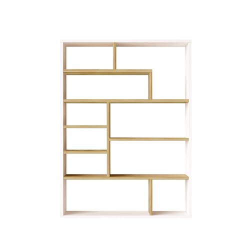 Rebecca Mobili Bibliothèque Ouverte, Étagère Moderne, Couleur Chêne Blanc, Panneau de Particules, avec 10 Compartiments, pour Livres Objets - Dimensions...