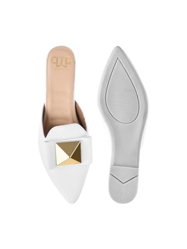 Image of The White Pole Slip on Slides Flat Mules Bellies Jutti Sandals for Women and Girls
