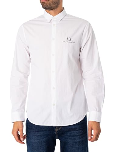 Armani Exchange A|X Long Sleeve ICON Logo Button Shirt, S White : Clothing, Shoes & Jewelry