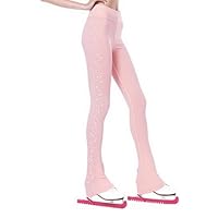 LIUHUO Eiskunstlauf-Hosen Mädchen Training Tragen Qualität Kristalle Schwarz Kind Skating Leggings,Rosa