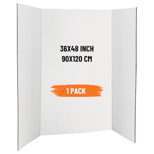 SAKPHIL (1 Pc) Tri-Fold Presentation Board | 36x48 inch (90x120 cm) | Lightweight | Portable Poster Board | Corrugated Cardboard with White Surface | School/Office Projects | Exhibitions | Workshop