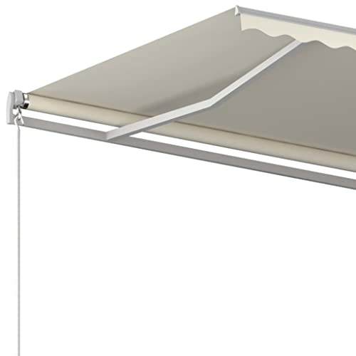 Auvent à bras articulé 500 x 300 cm crème, store extérieur avec manivelle protection solaire