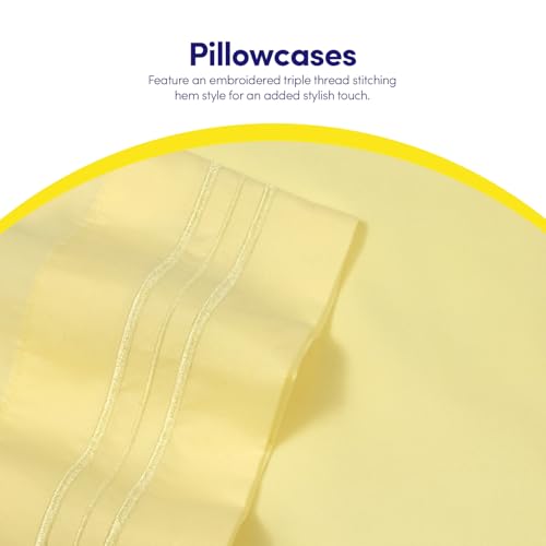 Image of 1500 Supreme Collection Extra Soft RV Queen Sheet Set, Pale Yellow- Luxury Bed Sheet Set with Deep Pocket Wrinkle Free Bed Sheets, RV Queen Size, Pale Yellow