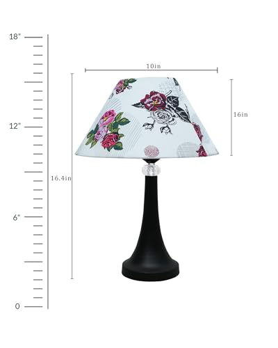 Image of Homesake Black Cone Crystal Metal Table Lamp for Living Room, Lamps for Bedroom, Modern Bedside Light, Decorative Night Lamp for Bedroom, Study, Office, Home Decor Lighting, Urn, Rose Shade