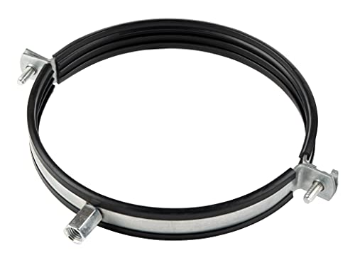 Abrazadera de Tubo de Ø 160mm, de Acero Galvanizado con Goma de Amortiguador para Soporte de Tubos de Calefacción, Canalón, 1 Unidad
