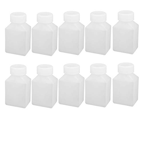 Aexit 10Pcs 50ml gauge HDPE Plastic Bottle Translucent DIY Square Bottle w Cover