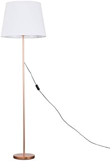 Modern Copper Metal Standard Floor Lamp with a Beige Tapered Shade