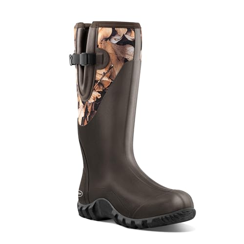 TerraTrax Men's Waterproof Camouflage Rubber Boots, 6mm Neoprene Outdoor Muck Boots for All Seasons - Hunting, Fishing & Farming