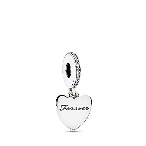 I Love You Forever Heart Dangle Charm fits Pandora Moments Bracelets Sterling Silver Two-tone2