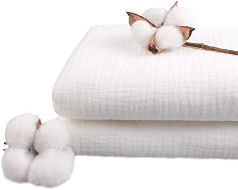 リンクルガーゼ コットン素材 キルティング ソーイング クラフト ファブリック テーブルランナー 装飾布 パーティー 結婚式 チーズクロス キッチン 料理用 (2ヤード、ホワイト)