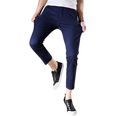 ziilay Men's Chinos Slim Fit Light-Weight Work Casual Trousers for Boys 7/8 Summer Chino Pants Cotton Stretch Cover