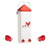 RentACoop 2 Gallon Chicken Waterer with Auto-Fill Cups, Horizontal Nipples, Anti-Roost Cone and Mounting Kit - Suitable for Chickens, Quail, Ducks, Geese, Turkey and More