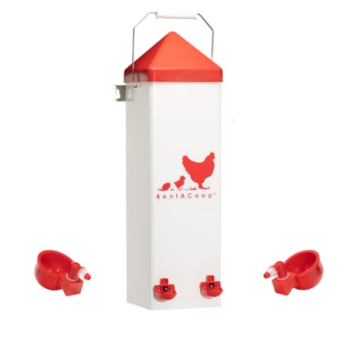 RentACoop PVC Twin Cup Chicken Waterer - 2 Gallons - with Automatic Fill Cups