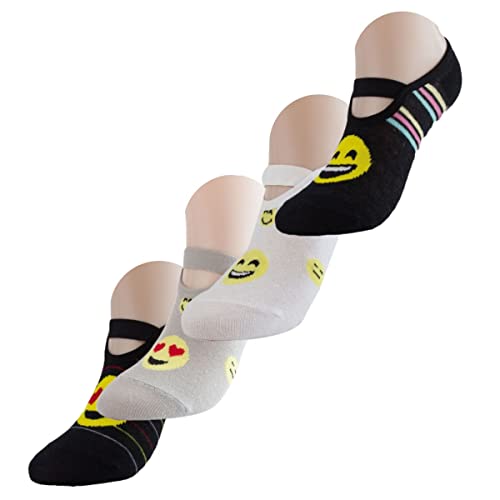 04 Pares de Meias Sapatilhas Para Esportes Pilates Yoga Adulto Feminino Com Antiderrapante Divertida