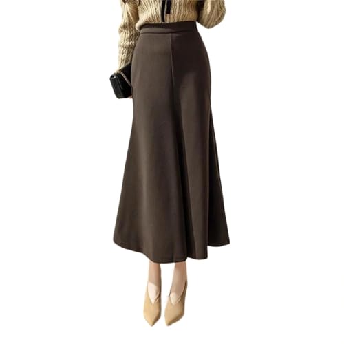 Women Wool Fishtail Skirt High Waist Irregular Hem Long Skirt Elegant Casual Office Winter Wear