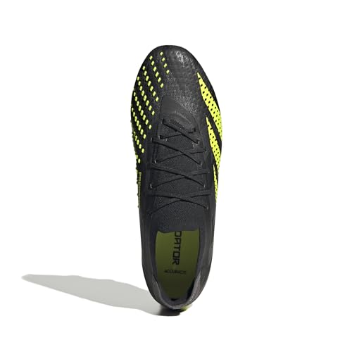 adidas Predator Accuracy Injection.1 Low Firm Ground Soccer Shoes - High Definition Grip, HYBRIDTOUCH Upper, Low-Cut Collar, 50% Recycled Content (Black/Solar Yellow/Grey, US Footwear Size System, Adult, Men, Numeric, Medium, 9)2