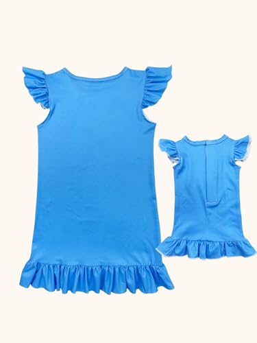 Bow Dream Girl Dress and Matching American Girl Doll Clothes for Girls Blue Cute Size 1302