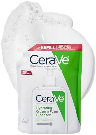 CeraVe Hydrating Cream To Foam Cleanser, Face Wash for Dry Skin,16oz Refill