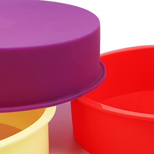 8 Inch Cake Pans For Baking -Set Of 3-Silicone Cake Mold ,Nonstick & Easy Release Baking Pans For Layer Cake, Cheese Cake ，Chocolate Cake And Rainbow Cakes #TOP6