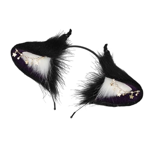 YUGSHNKFC Aro de pelo con flecos de orejas de animal para fiesta de cosplay, accesorio de disfraz de anime, accesorios de Halloween, aro de pelo sintético, diadema de máscaras, accesorios