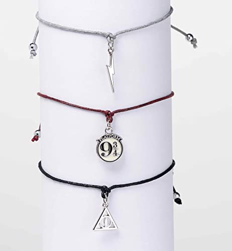 Harry Potter Deathly Hallows Lightning & Track 9 3/4 Women's Bracelet Set Silver3