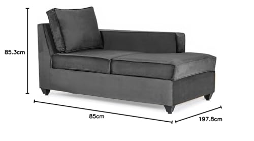 Image of Wakefit Sofa Set | 3 Year Warranty | Sofa 3 Seater, 3 Seater Sofa for Living Room, Wooden Sofa Set, 3 Seater + Right Aligned, Sofa for Living Room - Napper(Fabric-Velvet : Space Grey)