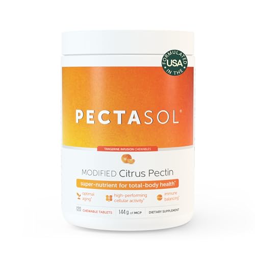 EcoNugenics PectaSol Modified Citrus Pectin 120 Tangerine Chewable Tablets Total-Body Health Supplement to Support Heart Immune System Maintain Healthy Galectin-3 Levels