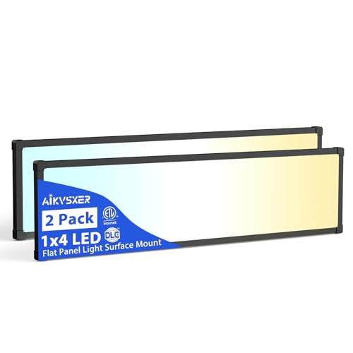 Image of AIKVSXER 2Pack 1x4 LED Flat Panel Light, 6500LM Ultra-Bright, 30-50W Black