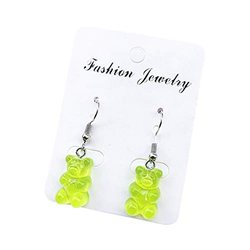 CHENGSE Boucles d'oreilles Dame, 1 Paire créatif Mignon Mini Ours gommeux Boucles d'oreilles minimalisme Dessin animé Conception Femme Crochets d'oreille Danglers Bijoux Cadeau - Herbe Verte - G Cover