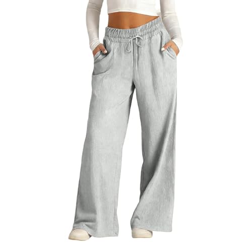Pantaloni Larghi Donna Estivi Casual Pantaloni Lino Leggeri Elastico in