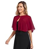 TONGFANTFL Chiffon Capelets for Women Shawl Wraps for Evening WineRed