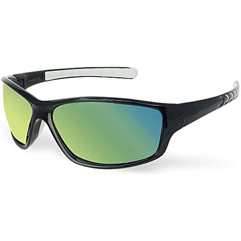 LAGO TERRA Men's Sportive Polarized Mirror Lens Wrap-Around Sports Sunglasses Cover