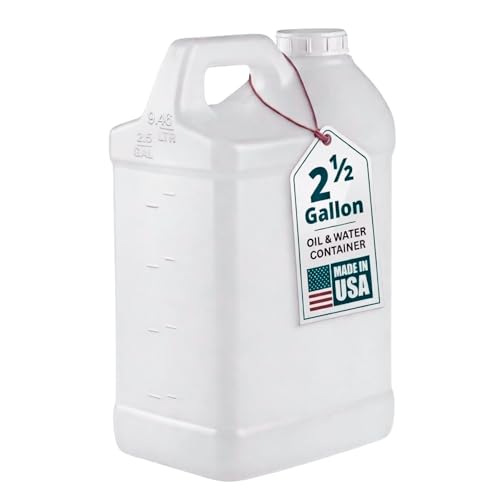 2.5 Gallon Heavy-Duty Water Jug Container with Secure Lid | 9.46 litres Carboy for Automotive Used Oil Liquid and Drinking Water Storage - Made in USA