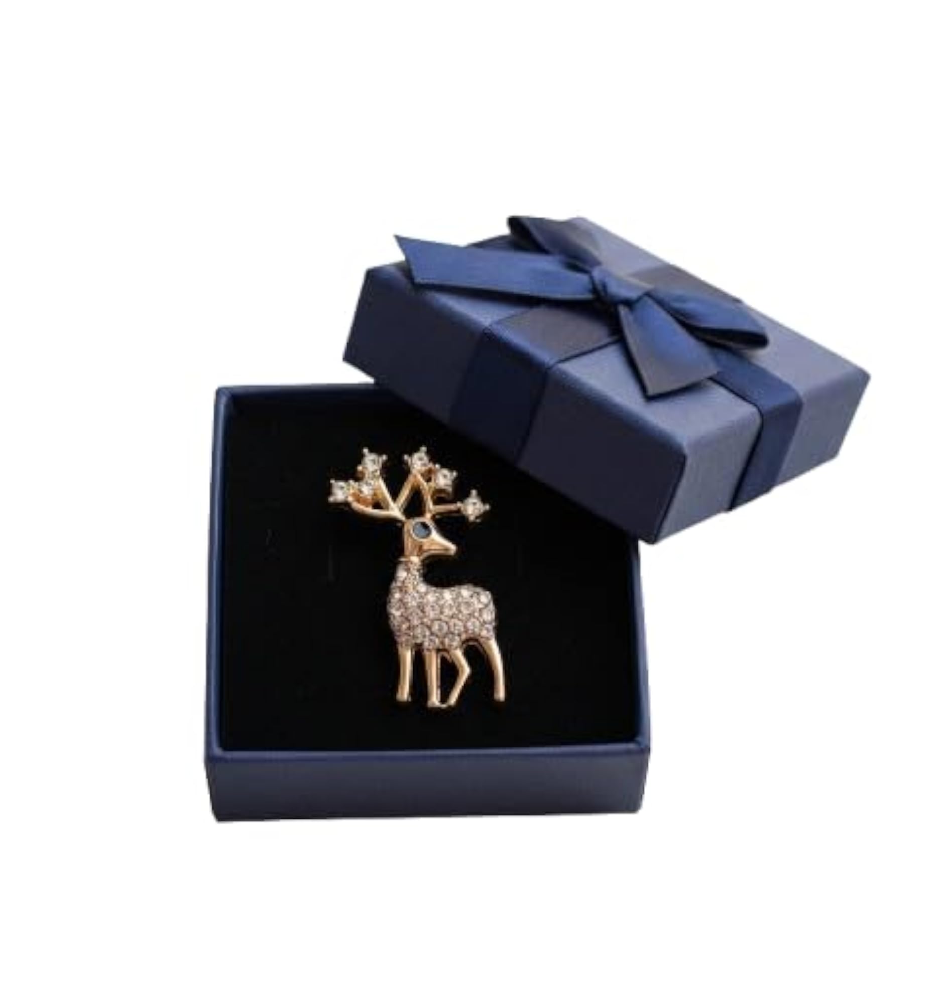 Unisex Silver-Tone Deer Brooch with Rhinestones