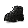 New Rock Boots WALL106-S25 Unisex Metallic Black Leather Platform Gothic Boots