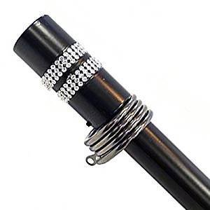 Home Harmony® Caprice Diamante 16-19mm Telescopic Extendable Metal Curtain Pole Set, Brushed Silver Black White (Black, 180-320 cms) — image 1