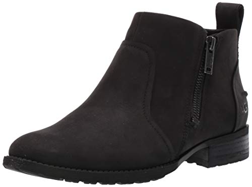 UGG Women's AUREO II Ankle Boot, Black Leather, 7 M US