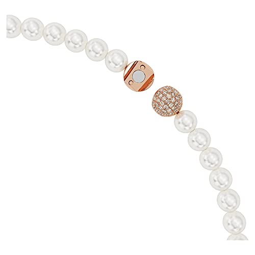 Swarovski Nice Necklace, Magnetic Closure, Feather, White, Rose Gold-Tone Finished #TOP2
