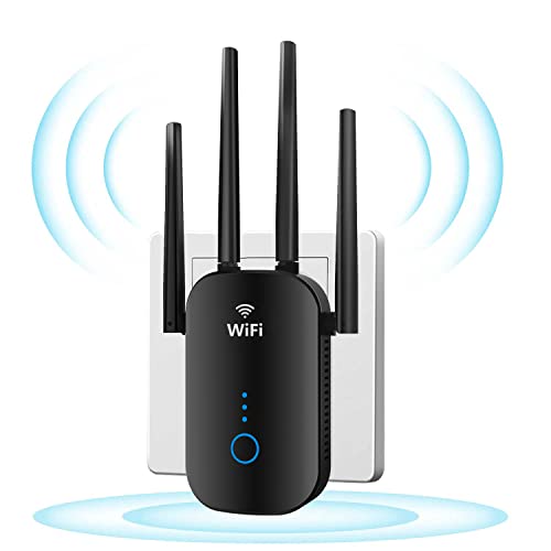 Répéteur WiFi, WiFi Range Extender sans Fil Amplificateur WiFi 1200Mbps Dual Bande 2,4 & 5GHz WiFi Booster avec Port Ethernet Jusqu'à 120m², Facile à Installer, Compatible Toutes Les Routeur
