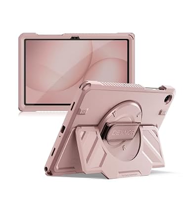 Dexnor Case for Samsung Galaxy Tab A11+/A11 Plus 11 inch 2025, Rugged Protective Case with 360° Rotating Hand Strap & Large Steady Stand & Screen Protector Shockproof Full-Body Bumper Cover,Pink
