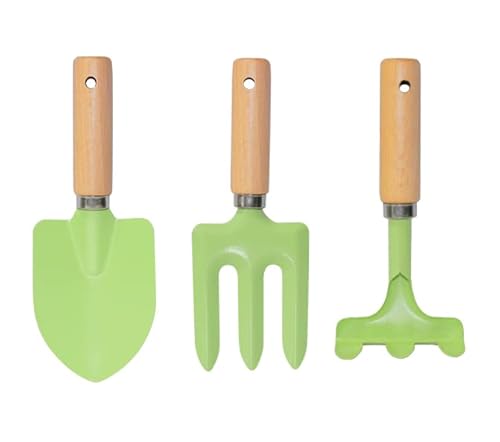 Madotree 3-teiliges Gartenwerkzeug-Set aus Edelstahl mit Holzgriffen, Gartenschaufel, Rechen und Dreizack Cover