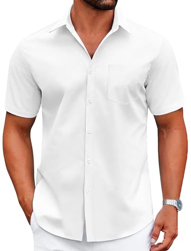 COOFANDY Mens Dress Shirts Short Sleeve Business Casual Shirts Regular Fit Casual Button Down Untucked Shirts