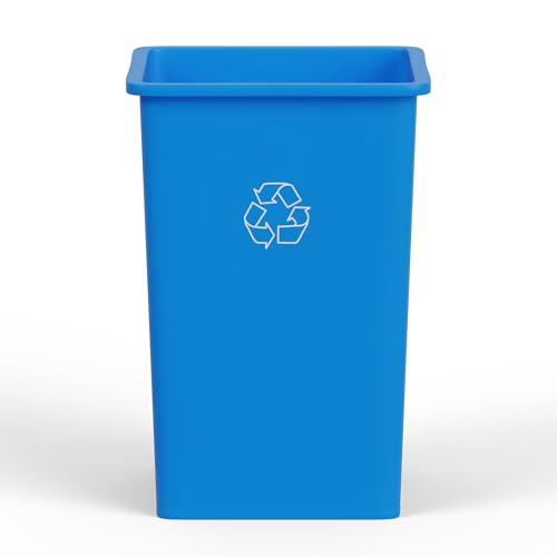 Image of 35 Gallon Blue Square Commercial Trash Garbage Can | Outdoor Office Restaurant School Kitchen