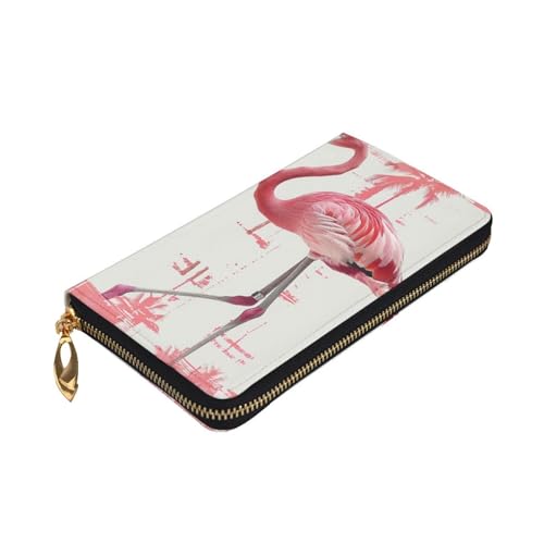Flamingo Print Printed Long Wallet for Women Men Cute PU Leather Wallet with Coin Purse and Credit Card Holder3