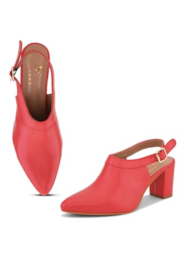Image of XE Looks Slingback Heels | Pointed-Toe Design | Adjustable Strap |Stylish & Trendy Cushioned Footbed Heels For Girl & Women