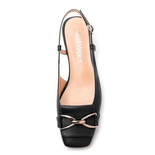 Womens Slingback Buckle Low Chunky Heels Fashion Square Closed Toe Comfort Heeled Sandals Wedding Casual Office Shoes3