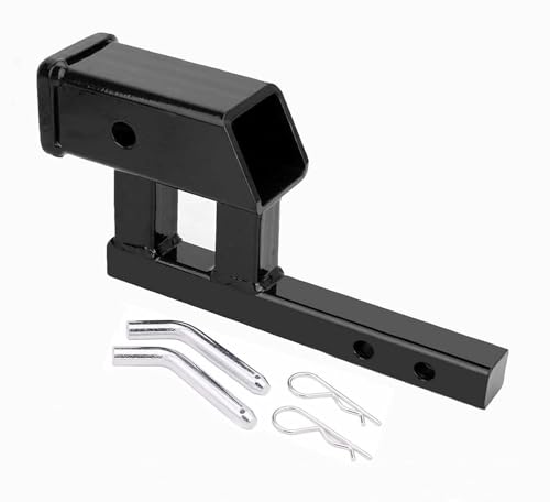 Geksion 1.25" to 2" Hitch Adapter Solid Shank, 4" Rise/Drop, 1.25" Extension with 2 Sets of Hitch Pins & Clips by Geksion - Image 2