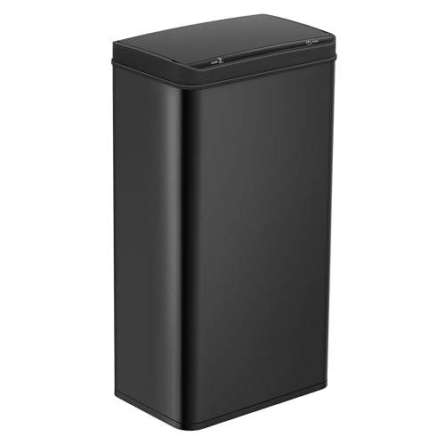 Ribelli Edelstahl Mülleimer 70 Liter - Abfalleimer mit Sensor - Automatisches Öffnen und Schließen - Küchenmülleimer mit LED-Funktionsanzeige Schwarz