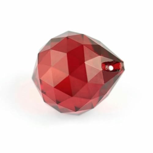 40 mm, 1 Stück, Rot/Flieder/Topas, alle Farben, Kristallglaskugel für Kronleuchter, glänzendes Prisma, Sonnenfänger, dunkelrot